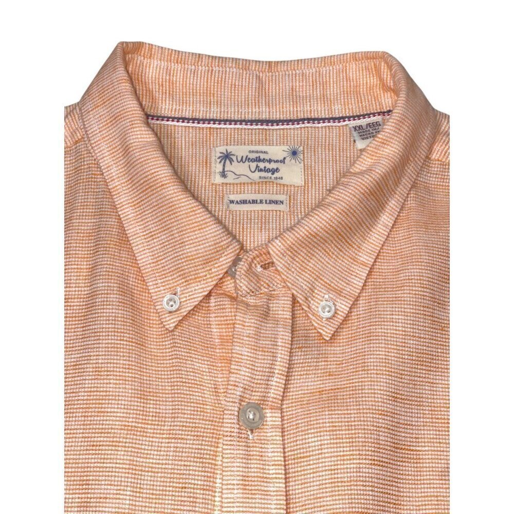 Weatherproof Vintage Men’s Linen Cotton Camp Shirt – Size XXL – Orange - Picture 4 of 5